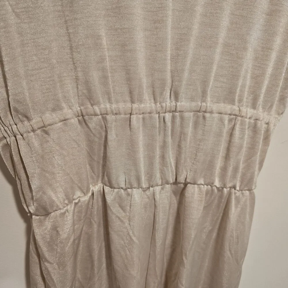 Victorias Secret Romper Medium Womens Beige Drawstring Shimmer Intimates Coverup